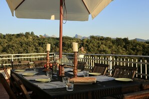 The dining terrace with stunning views.