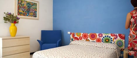 the blue double bedroom