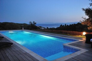 A relaxing and peaceful evening by the pool