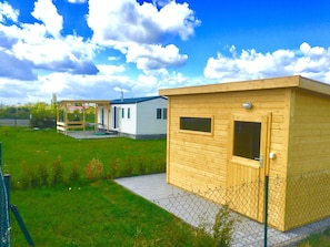 Sauna und das Ferienhaus