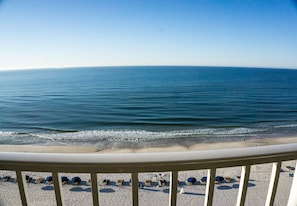 Gorgeous view from condo balcony... Beach chair rentals are available...