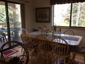 Dining area and deck on the main level