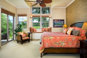Master Bedroom with views to golf course and Mauna Kea