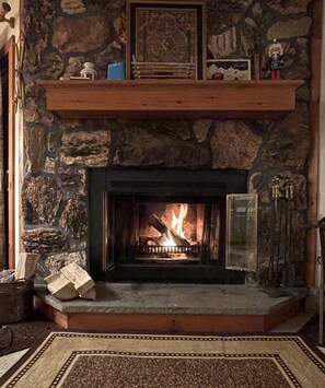 Get cozy by the fireplace