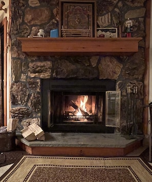 Get cozy by the fireplace