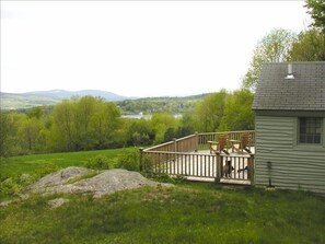 lake & mountain views from wrap-around deck