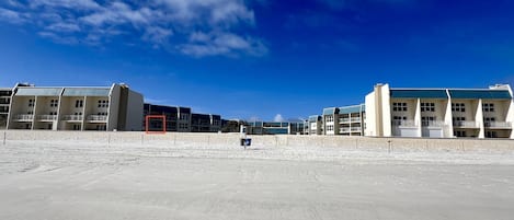 View of Condo from the beach - red square indicates location of the unit