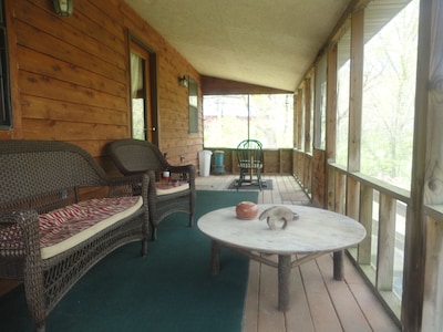 Ozark seclusion with a fully loaded cozy cabin, trails,creeks, springs ,oh my!!!