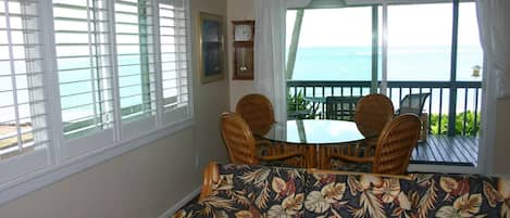 Fantastic ocean view from living room, dining area, and kitchen.