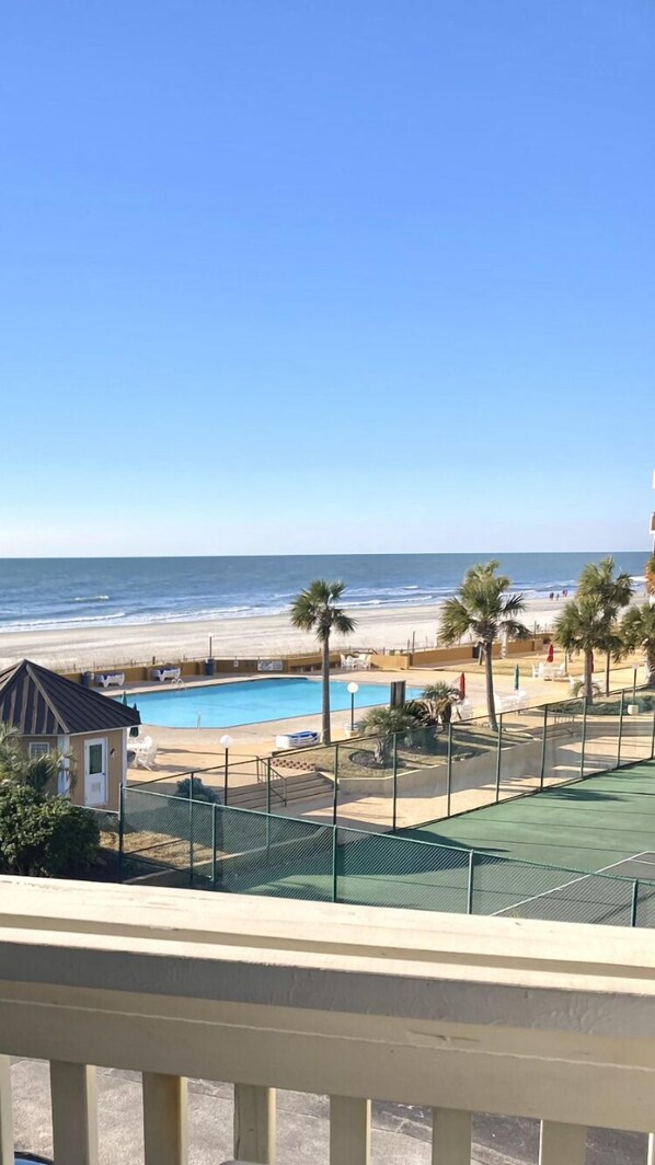 Wide ocean view from our balcony and of neighboring pool area