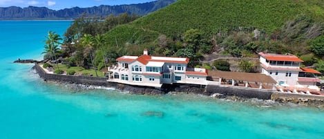 The main home is on the left, and the cottage is on the right