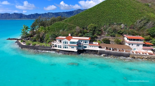 The main home is on the left, and the cottage is on the right