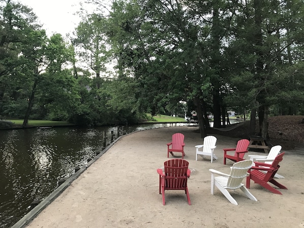 Canal view every day with outdoor seating and firepit!