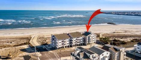 Aerial view of condo from the bay.