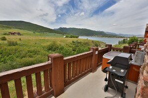 Deck with Jacuzzi, BB Que, View of Pineview Reservoir