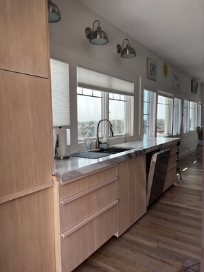 Kitchen view from deck door.