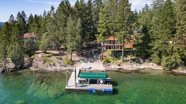 Front of Grandma's Cabin from the lake - crystal clear water!