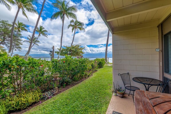 Ground floor lanai with easy access to beach and pool