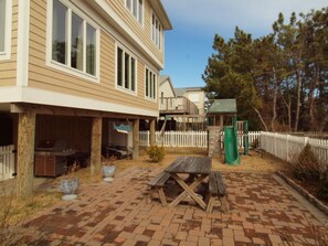 Fenced in Backyard with Playset