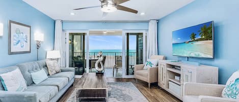 Gulf & beach views, spacious great room w/two stylish recliners  & Smart HDTV.