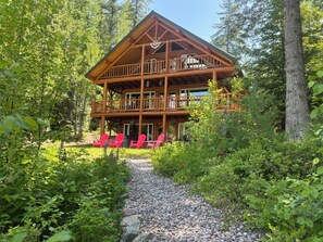 Lake side view of the lake house. You would rent the separate lower floor only.