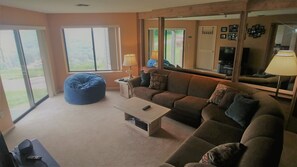 Livingroom with sleeper soa overlooking the slopes