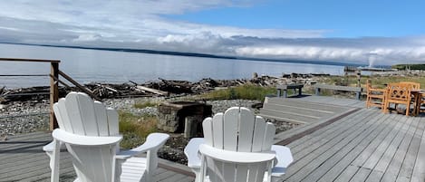 Looking North from our deck towards Port Townsend and the Olympic Mountains.
