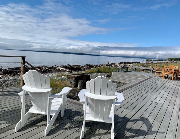 Looking North from our deck towards Port Townsend and the Olympic Mountains.
