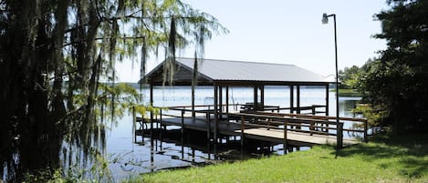 New Covered Dock with boat slip, fish basket, and swing, Lots of room to fish!