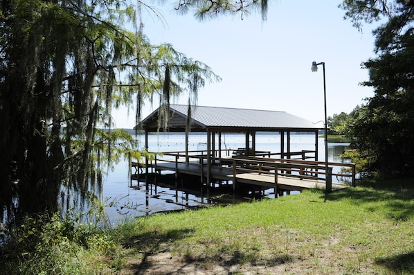 New Covered Dock with boat slip, fish basket, and swing, Lots of room to fish!