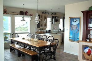 The dining area accommodates large groups...the table is 10 feet long