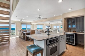 Yes, you can see the water from the kitchen