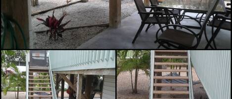 Back Patio Collage and stairs leading to Unit 2