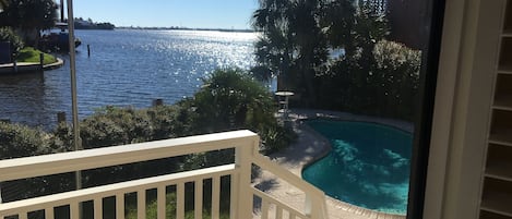 View of canal and little bay from back patio