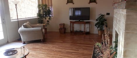 Living Room with bamboo hardwood floor