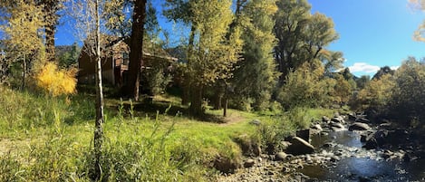 Riverhouse overlooks the back yard and 300ft of Cottonwood Creek