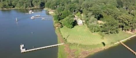 Aerial View of house on 3 acre point  - photo by a daring  paragliding guest !