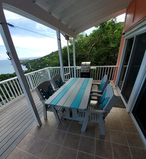 Deck dining table w/ gas grill
