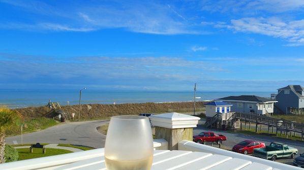 Beautiful view with a refreshing glass of wine from the deck.