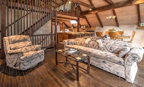 Second Floor: Living room, kitchen, dining room, master bedroom, master bathroom