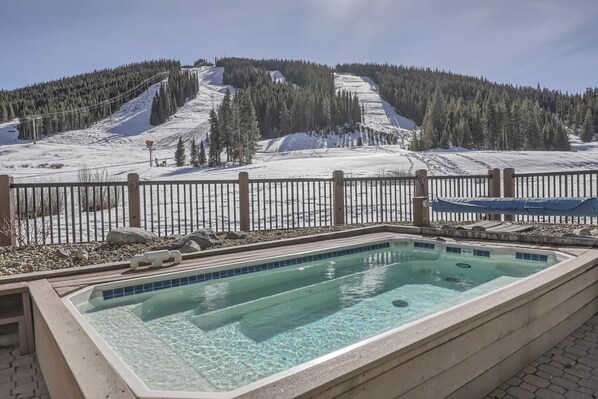 Hot Tub with great slope views, we're ski-on, ski-off!