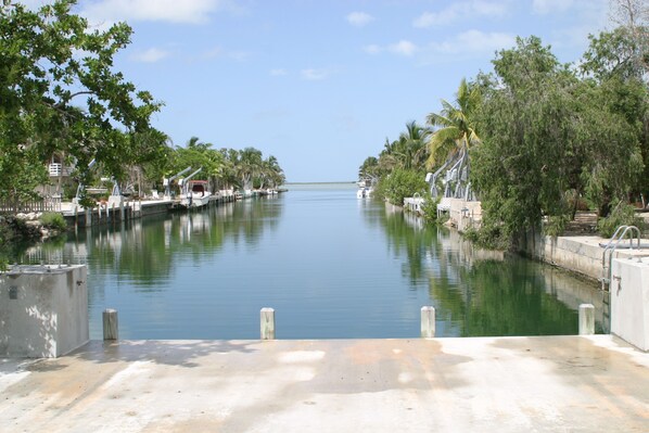 View down canal to Lower Sugarloaf Bay