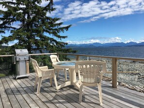 View mainland mountains from your deck.