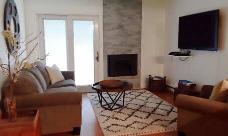 Living room is cozy in winter and cool in summer, perfect for relaxing in