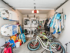 TONS of stuff to use, boards, chairs, bikes, laundry, wagons, sand toys, etc...
