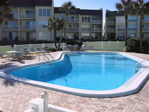 view of condo(2nd floor on right) from pool area