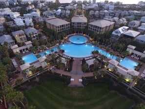 Ariel view of the pool and our building. 