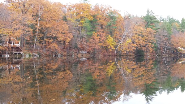 Looking at your private waterfront in the fall from across the pond
