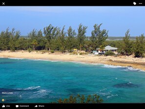 View of Banana Wind home and beach & bay that is located on.