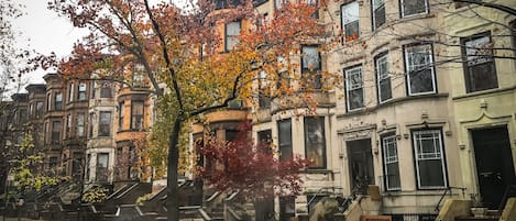 Three story limestone building in Historic Park Slope.
